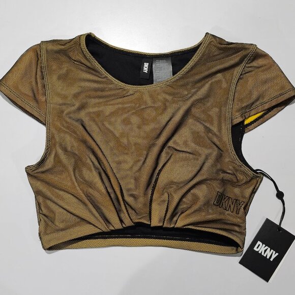 DKNY Cropped Mesh Overlay Bikini Top Size Small - Picture 5 of 10